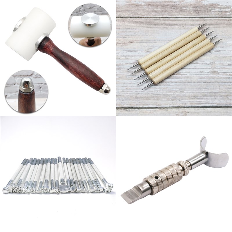 皮艺皮雕印花套餐工具旋转雕刻刀工具套装手工DIY皮革皮具组合