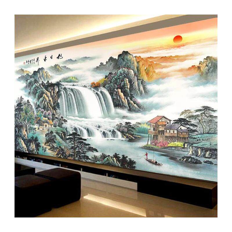超划算5d钻石画满钻新款客厅风景山水画点粘钻画十字绣旭日东