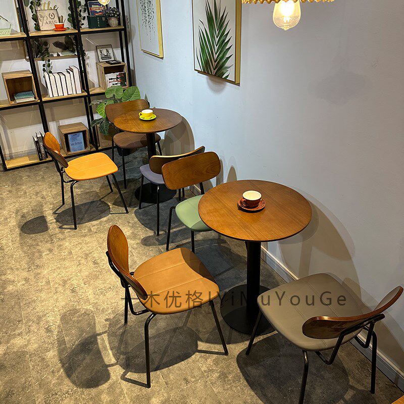 咖啡厅休闲桌椅组合网红餐饮小吃甜品蛋糕奶茶店桌椅商用方形圆桌