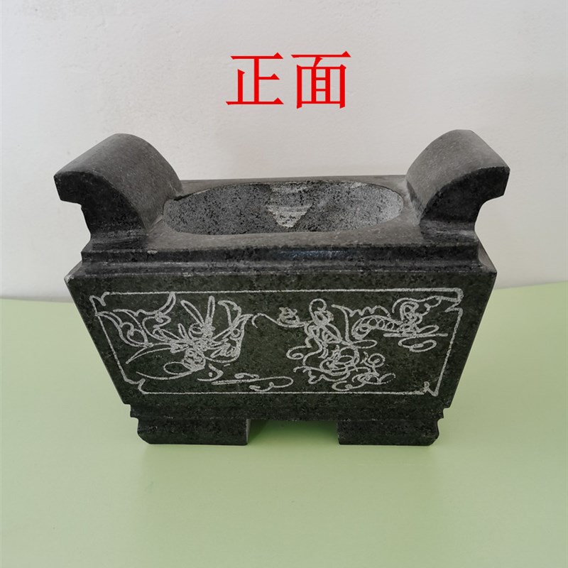 惠安石雕墓地祭祀石头寺庙供奉祠堂供奉室内外圆形带耳朵青石香炉