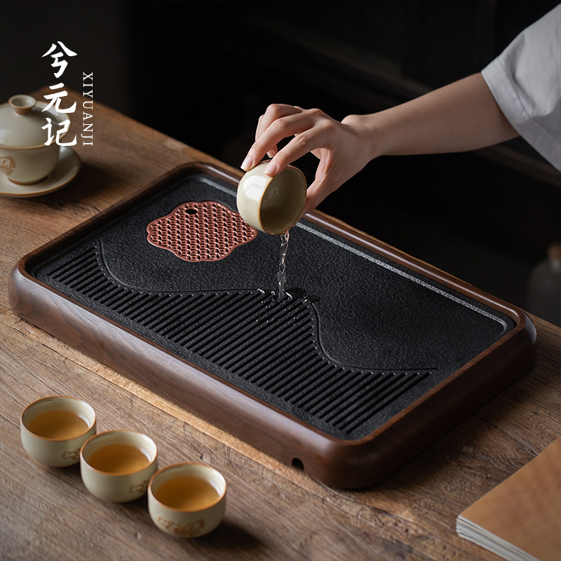 小型茶盘家用茶托盘仿乌金石茶具干泡小茶台储排双用茶海2026新款