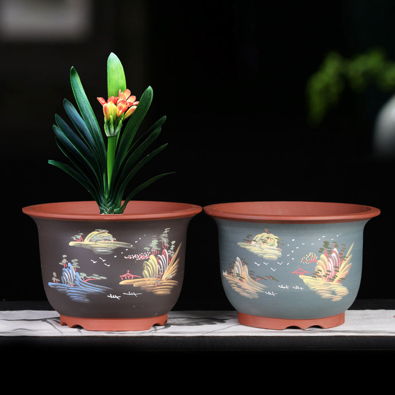 大花盆阳台种菜盆吊兰植物绿萝花盆栽特大号花盆陶瓷兰花专用花盆