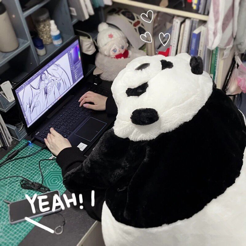 熊猫毯子办公室懒人盖腿小毛毯冬季加厚保暖儿童学生午睡盖毯被子