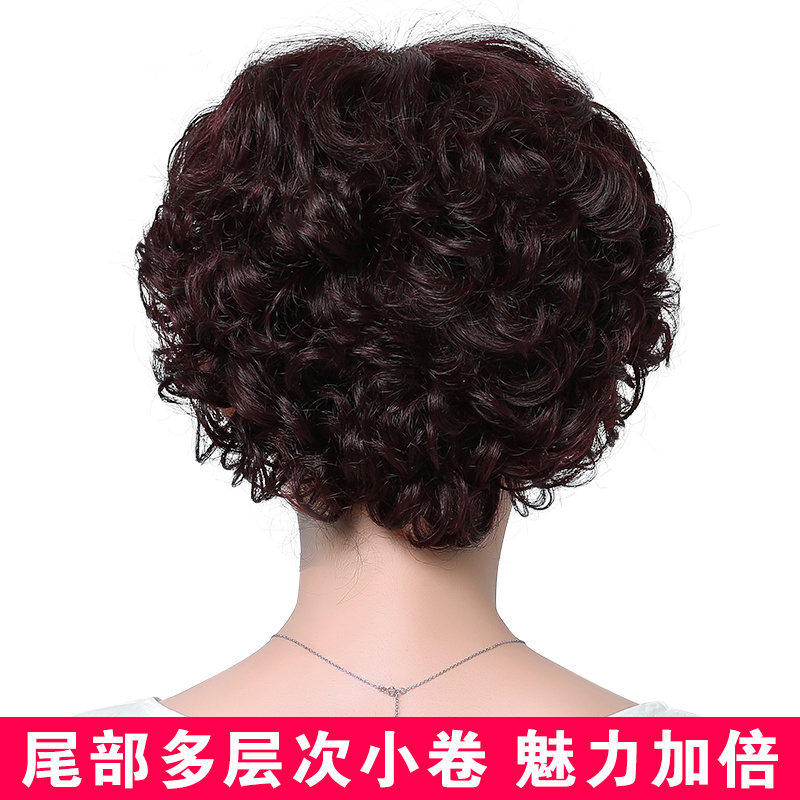假发女短发送妈妈蓬松短卷发中老年假发真人发丝全头套手织真假发