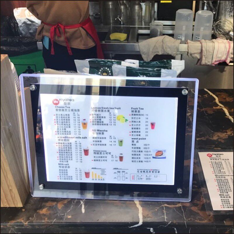 时创LED水晶点餐超薄奶茶店发光吧台立式价目表广告水牌摆台灯箱