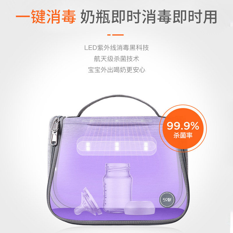 59秒奶瓶消毒包紫外线奶瓶消毒器宝宝便携消毒器背奶包婴儿消毒袋