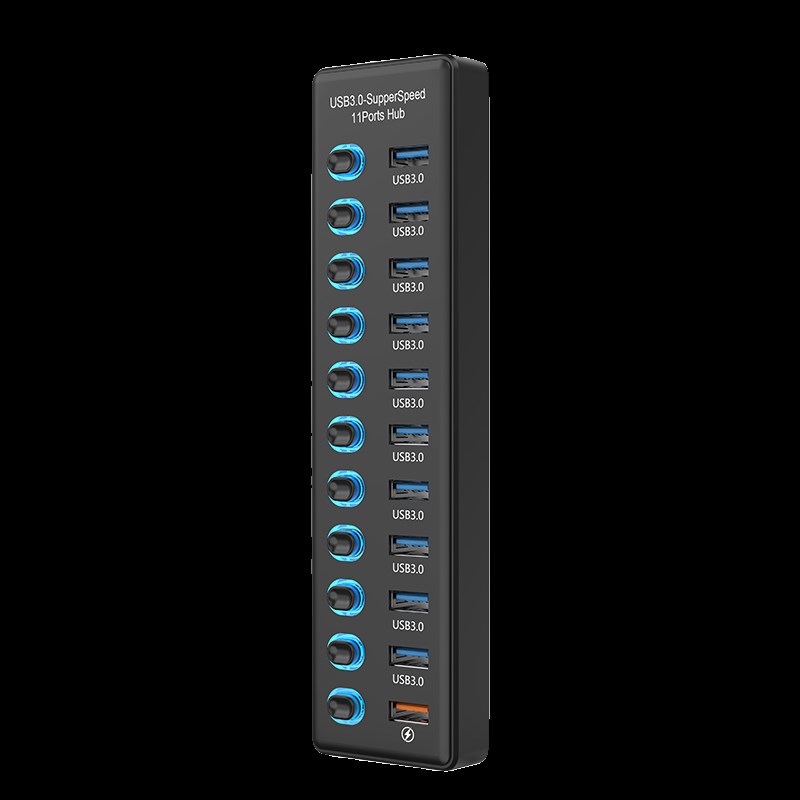 USB 3.2扩展器10集线器多口快充电脑USB3.0分线器独立开关带电源