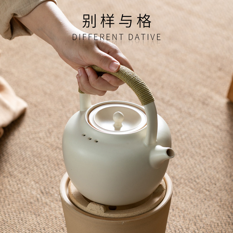 家用陶瓷烧水壶泡茶煮茶器提梁茶壶明火电陶炉陶壶白泥大容量单壶