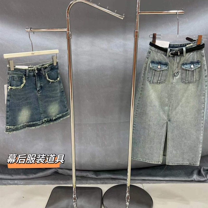 服装店展示架落地正挂可调节衣架点挂镜面不锈钢女装陈列展示货架