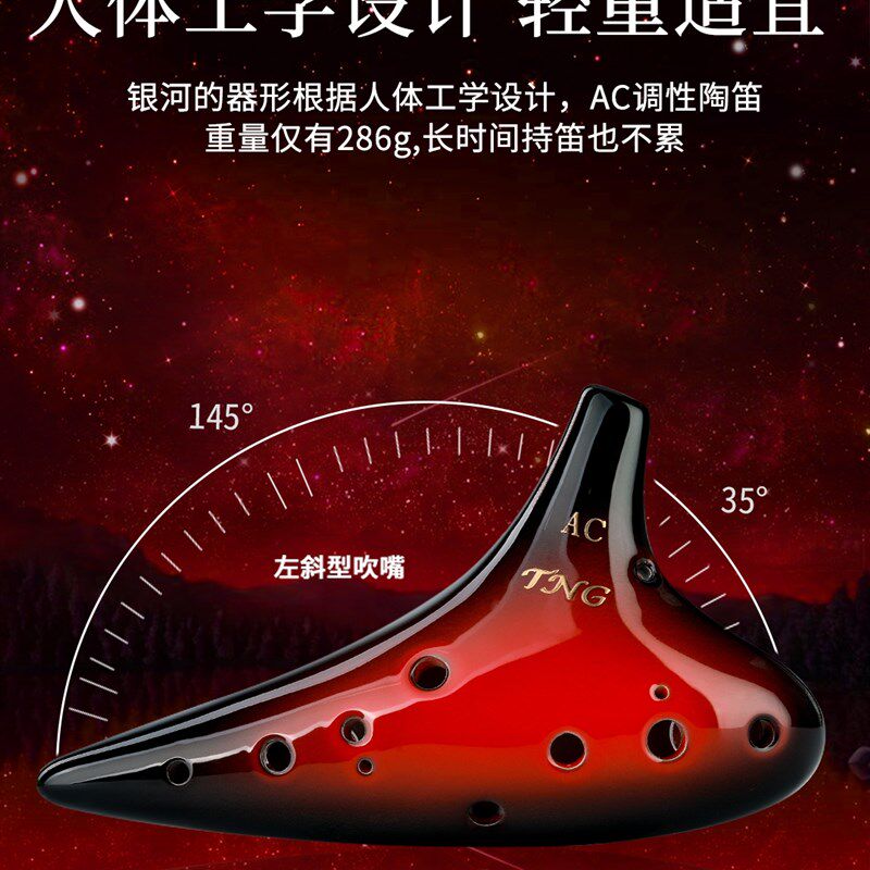 TNG陶笛12孔AC调初学入门银河款十二孔陶笛中音C调专业演奏送教材