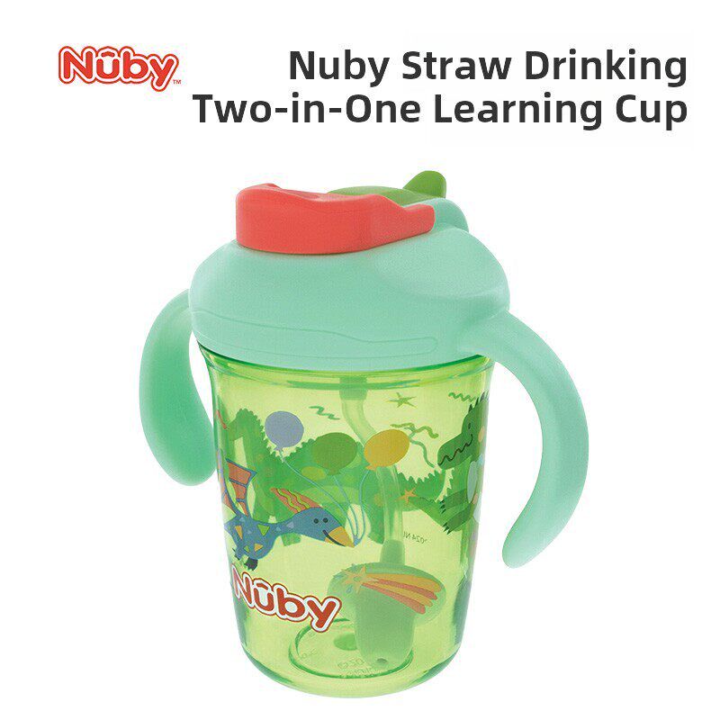 Nuby努比宝宝直饮吸管两用学饮杯喝水杯易抓握婴儿喝奶杯