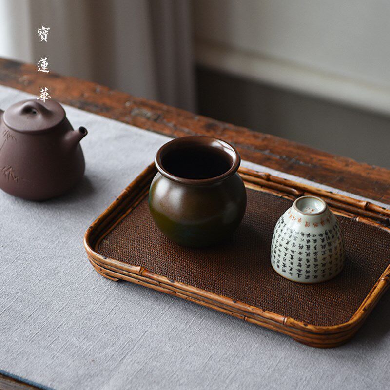 斑斓彩紫铜小水盂 茶滤架子搁架 建水洗茶l洗茶渣斗 茶道配件笔洗
