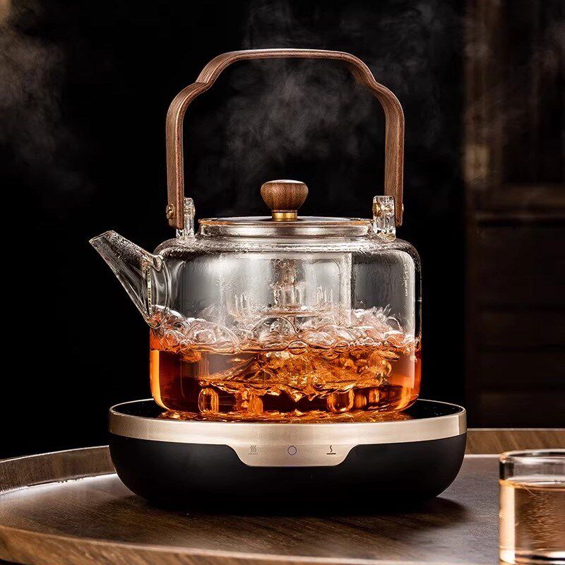 高档玻璃蒸煮茶壶套装轻奢功夫泡茶壶电陶炉煮茶器茶室茶具煮茶炉