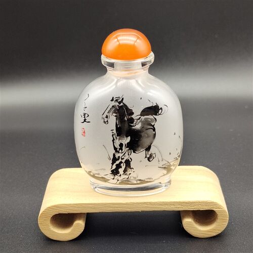 内画鼻烟壶方形壶瓶内画特色工艺品纯手工外事送礼礼品中国风摆件