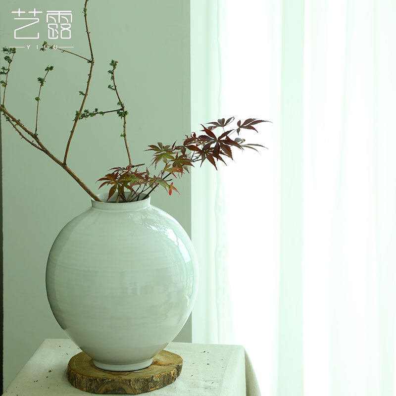 月亮罐景德镇陶瓷大花瓶摆件中式日式插花器皿自由花花器民宿装饰