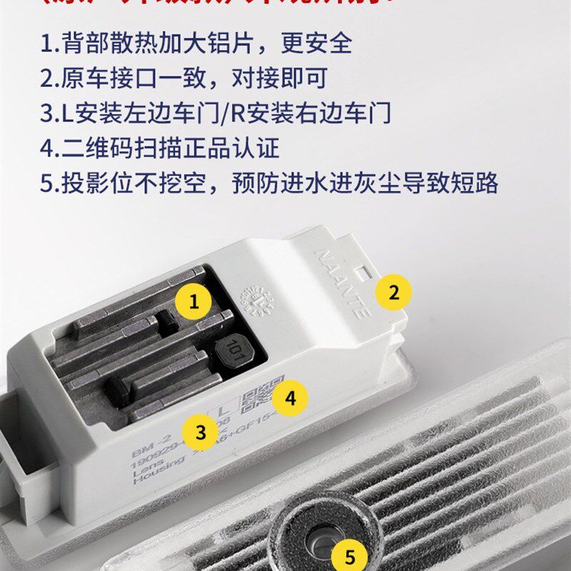 适用宝马迎宾灯原厂3系M2/4系5系2系GT/X1Z4X3X5X6M3车门灯纳安特