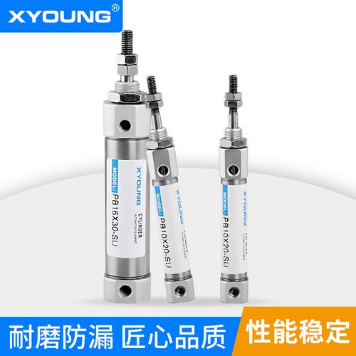 XYOUNG气动PB10X50-SU不锈钢迷你气缸PB10X25-SR带磁平尾迷你气缸