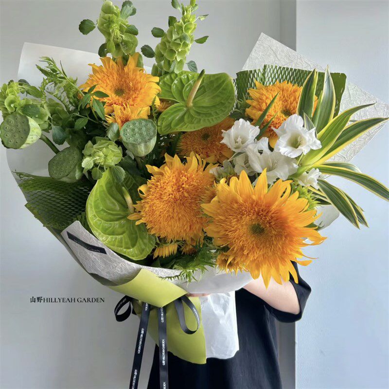 【云花甄选】梵高向日葵生活鲜切花泰迪油画重瓣野奢观赏期长绿心