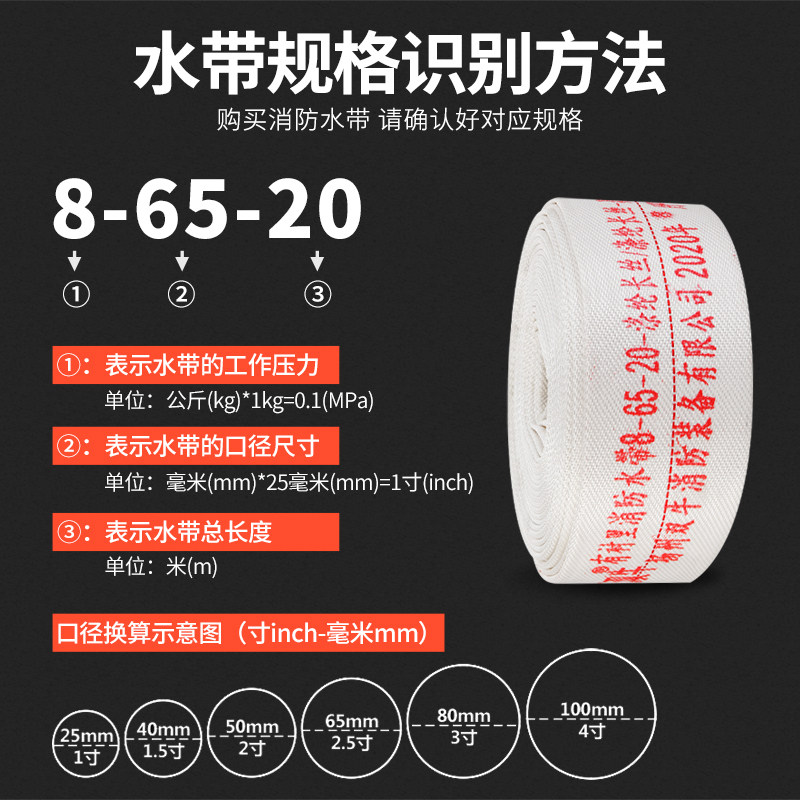 消防农用水带8-65-20/25米灌溉水管国标2寸2.5寸3接口消防栓接头