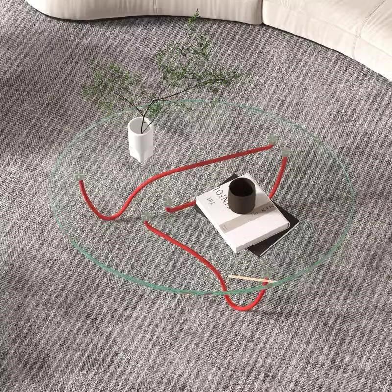 北欧设计感玻璃茶几客厅家用小户型极简椭圆形茶桌创意服装店桌子