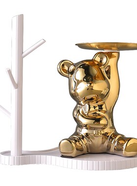 网红入户玄关钥匙收纳摆件置物架轻奢客厅进门口鞋柜爱心熊装饰品