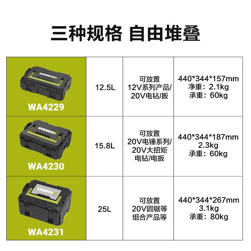 威克士WA4230拉杆工具收纳层叠箱推拉箱推车组合多功能便捷家用