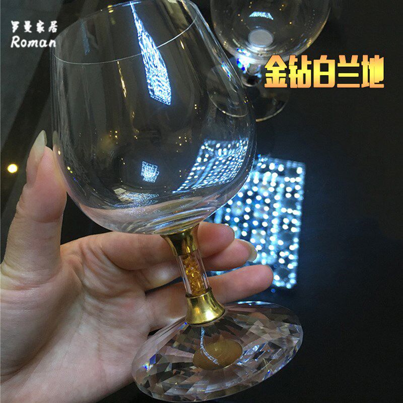无铅欧式创意水晶带钻玻璃酒杯白兰地酒杯大肚矮脚烈酒洋酒杯酒吧
