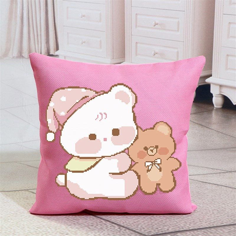 自己绣十字绣抱枕客厅沙发浪漫卡通情侣可爱一对卧室汽车枕头靠垫