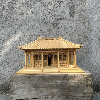 中式东阳木雕客厅办公室书房装饰桌面摆件古建筑歇山模型房子民居