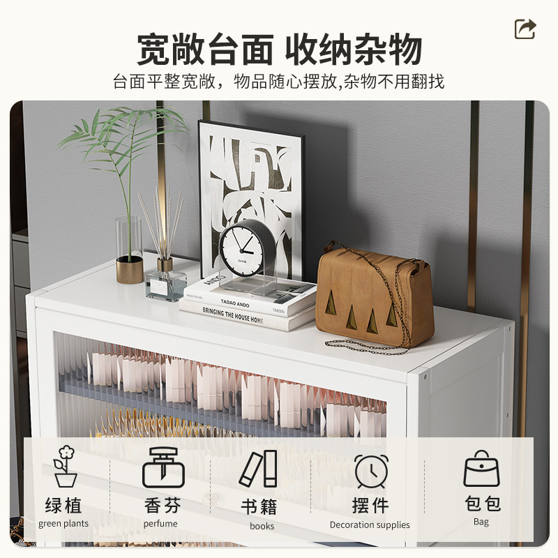 白色鞋架子门口防尘多层鞋柜家用宿舍实木入户奶油风进门室内简易
