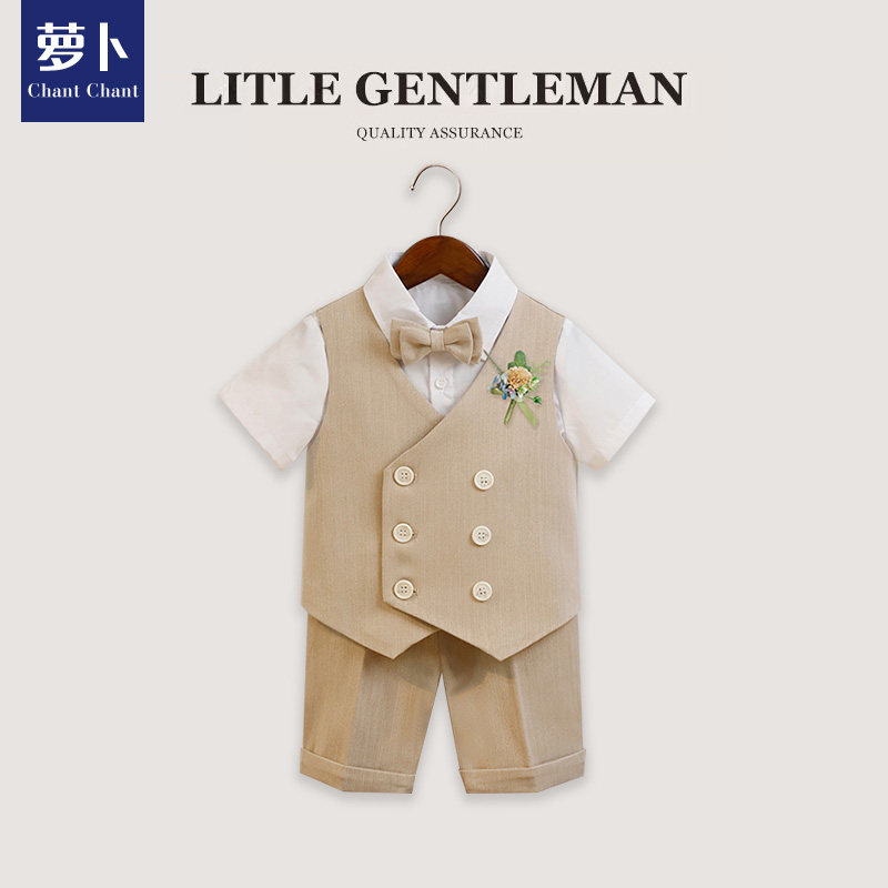 男童礼服套装花童夏季短袖儿童休闲西装小主持人钢琴演出服合唱服