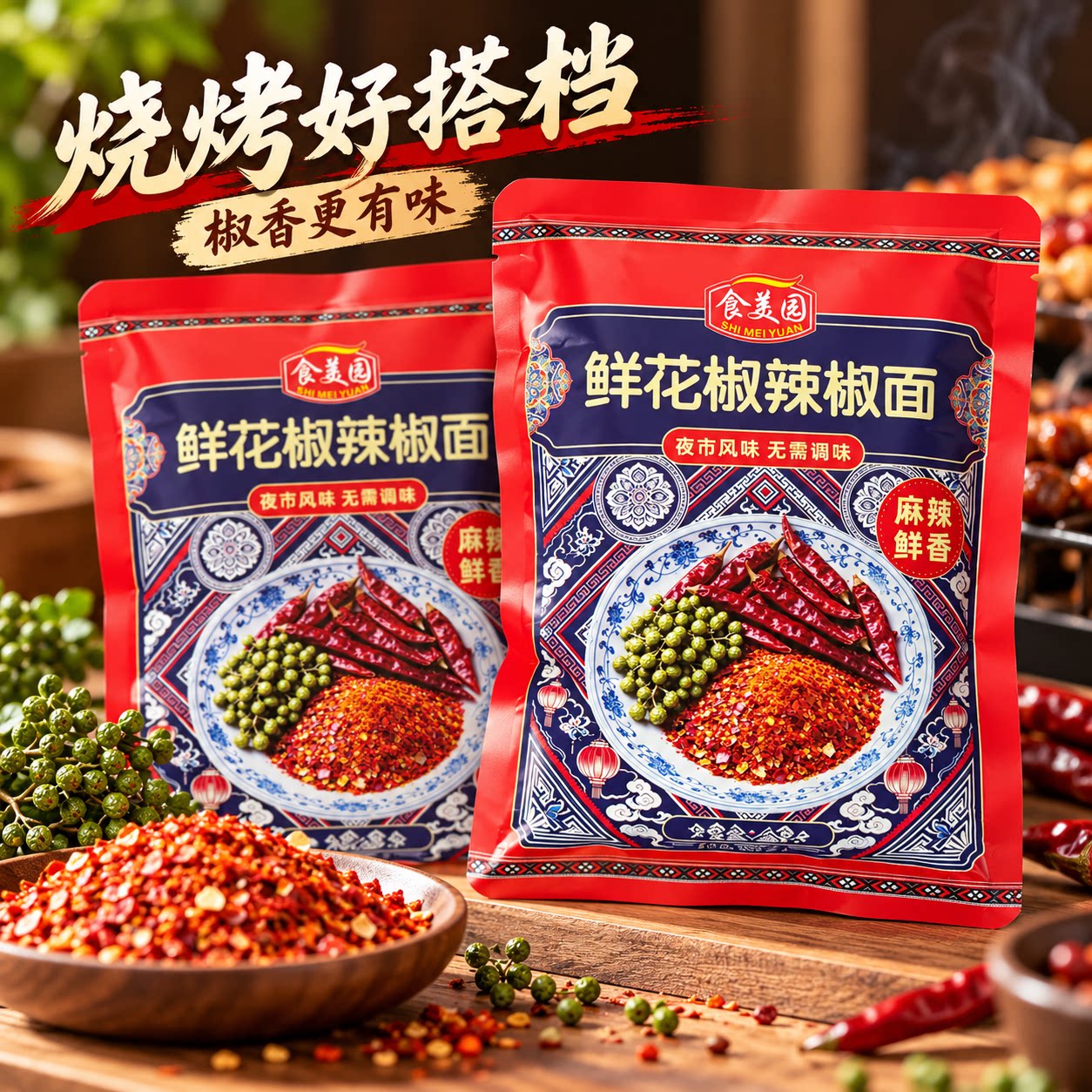 食美国鲜花椒辣椒面袋装麻辣鲜香河南特产烧烤调料