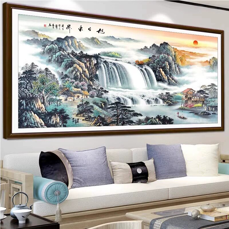5d钻石画2026新款客厅旭日东升风景山水画满钻十字绣大幅粘点贴砖