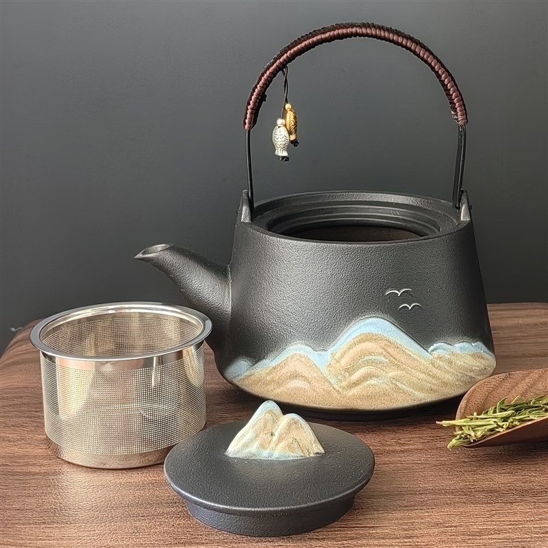 陶瓷茶壶大容量茶水壶900ml泡茶壶茶水分离提梁壶单壶功夫泡茶具