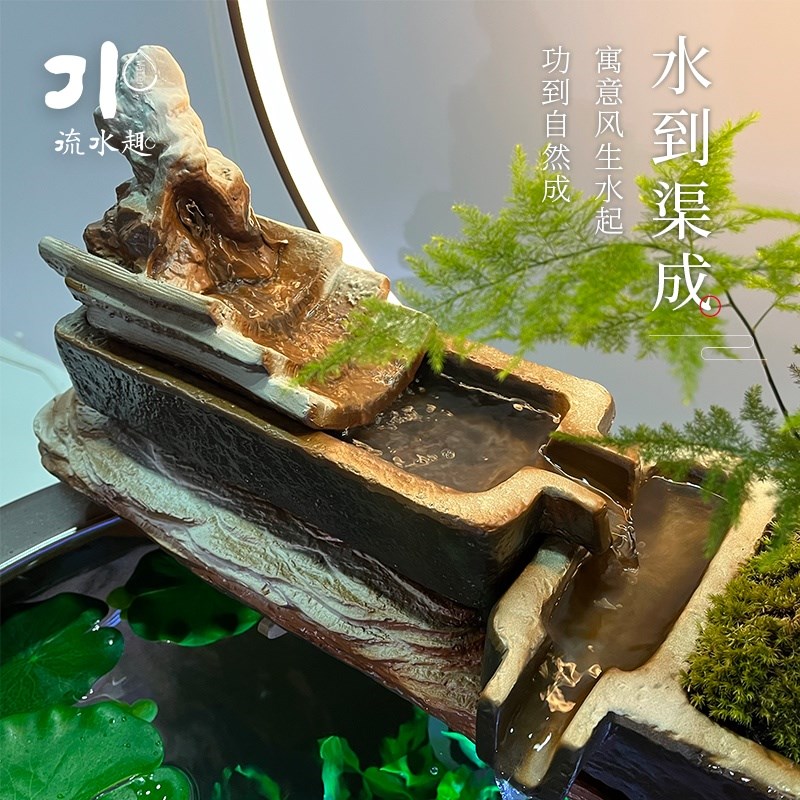 陶瓷材质插电大水缸古法鱼缸上流水摆件器循环水落地景造景装饰
