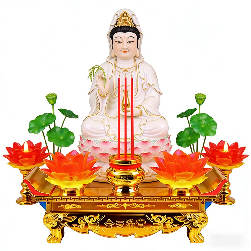 上香供香家用电蜡烛电香烛台一体莲花电子佛前供灯插电香炉神台灯图片