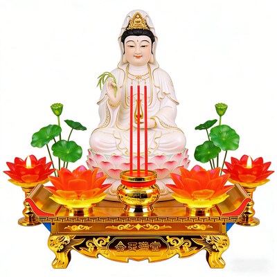 上香供香家用电蜡烛电香烛台一体莲花电子佛前供灯插电香炉神台灯