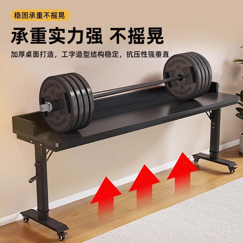 手摇升降桌可移动跨床桌家用学习书桌电脑桌实木长条桌靠墙床边桌图片