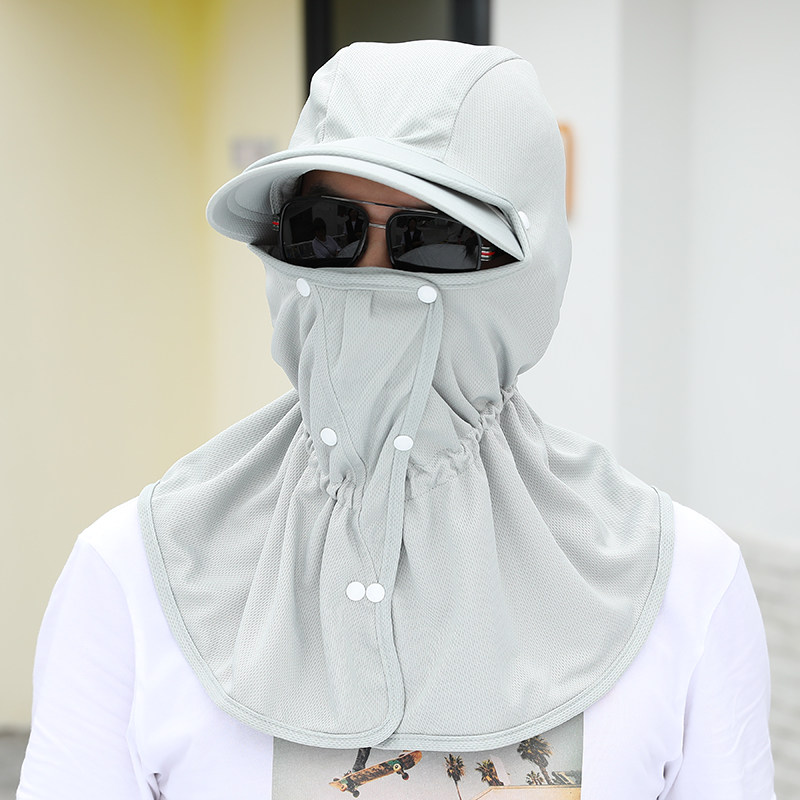 遮阳帽子夏季男士钓鱼帽户外骑行防晒头套面罩全脸防紫外线太阳帽