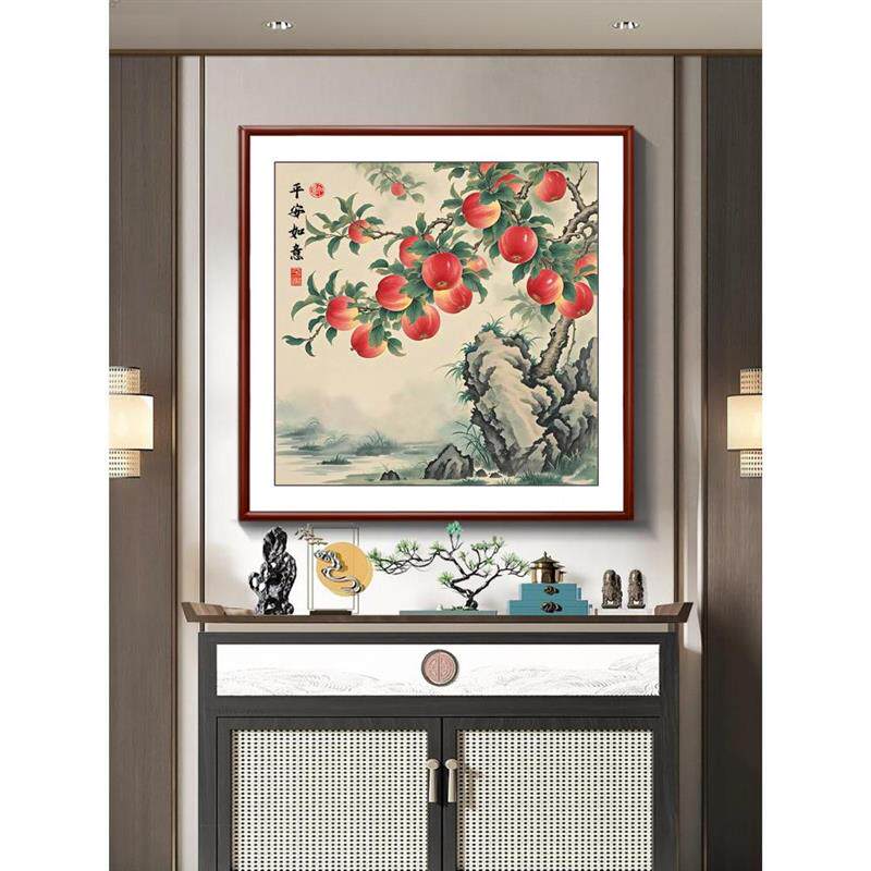 多子多福石榴挂画新中式书房果实装饰画富贵吉祥茶室餐厅定制壁画