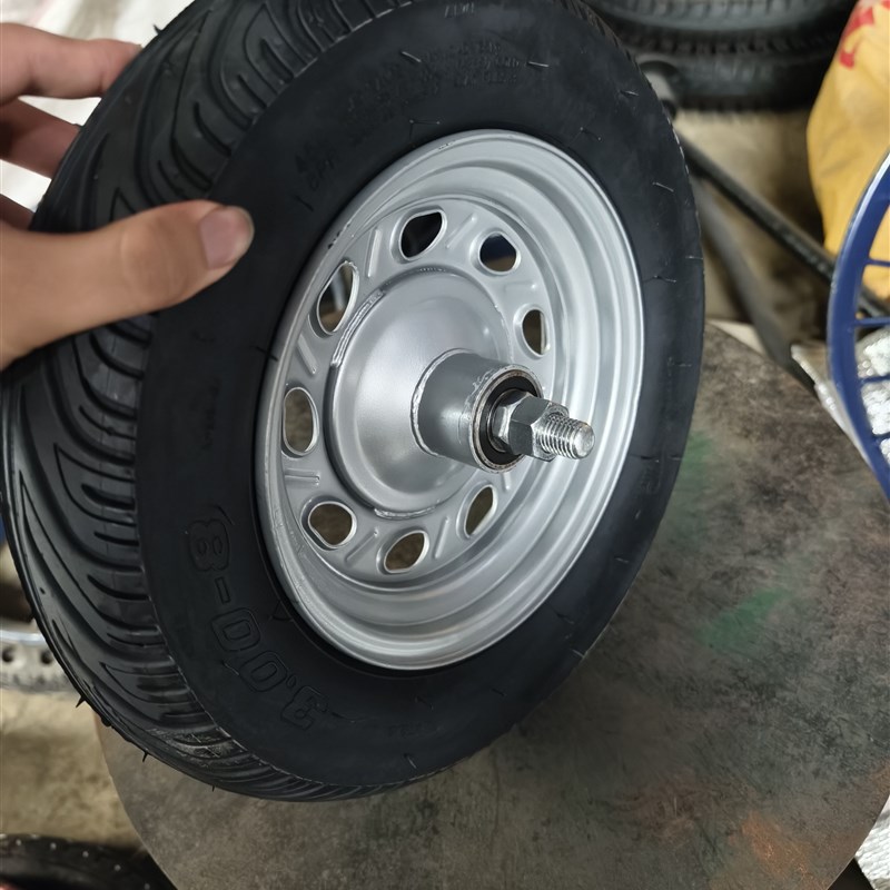推车轮子轮胎带轴套装全新真空胎改工地手推车马车轮重型充气轮子