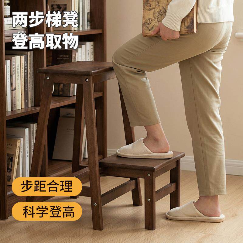 实木折叠高脚凳家用梯凳一秒收纳节省空间多功能储物凳阳台置物架