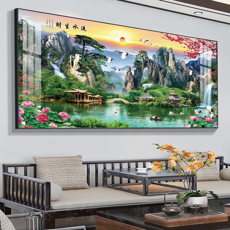 2026新款迎客松字画客厅装饰壁画农村中堂山水风景挂画沙发背景墙