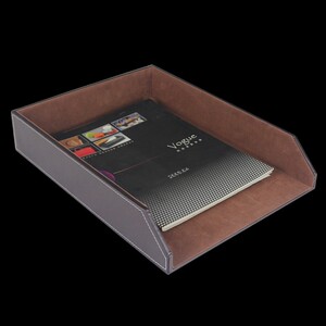 丽然 皮革档案收纳盒 a4文件盘 办公用品桌面资料筐 杂物文具创意