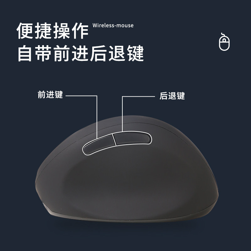 可充电无线垂直鼠标人体工学立式侧握笔记本台式电脑办公静音滑鼠