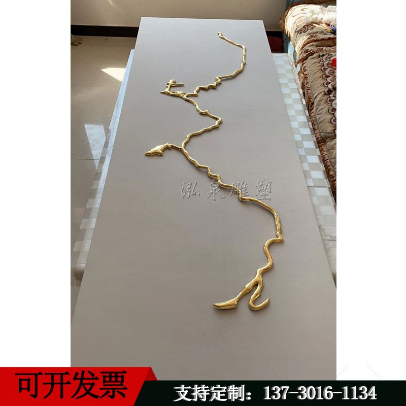 锻铜浮雕黄铜长江壁画紫铜浮雕画手工贴金箔山水画铜版画装饰定做