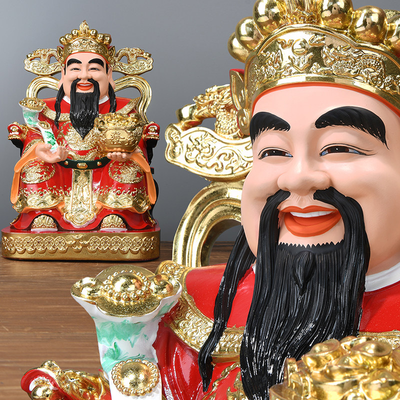 财神爷神像家用供奉客厅办公室店铺开业树脂彩绘文财神像佛像摆件