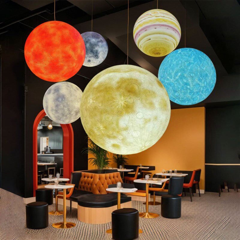 星球灯吊灯地球灯八大行星装饰灯星空灯清吧店铺民宿幼儿园月球灯