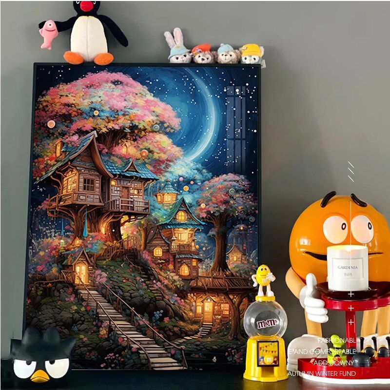 星空下的树屋钻石画高级感2024新款卧室客厅挂画手工点贴画十字绣