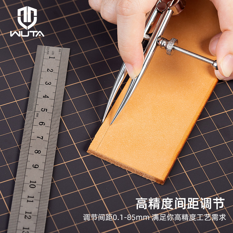 精抛皮革间距规可调边线器手工皮具工具植鞣革划线木工圆规压边器